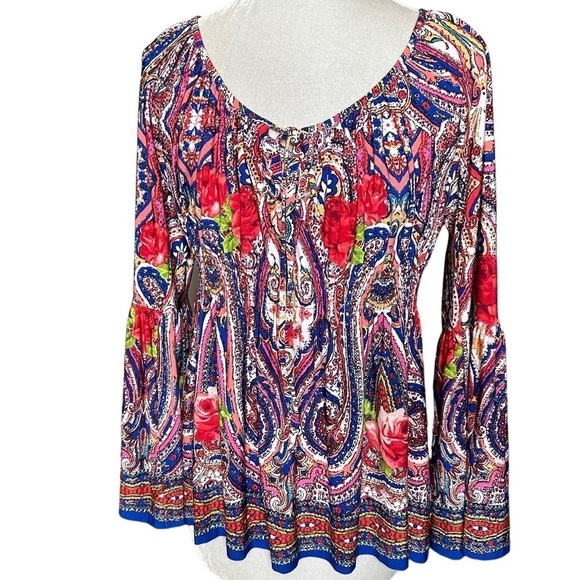 Boston Proper Bell Sleeve Boho Top. Size Small - Picture 1 of 7
